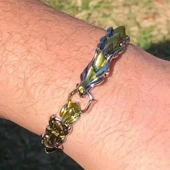 Mama Bling Other - Heavy Silver and Gold Dragon Hinge Clip Clasp Bracelet Unique New NWT